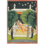 睦み合うラーダとクリシュナ（インド・18世紀）縦220mm